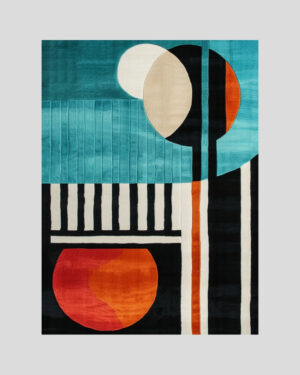Affiche déco abstraite aux formes géométriques colorées, style soleil tropical moderne