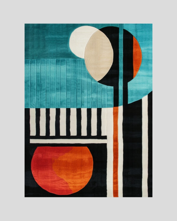 Affiche déco abstraite aux formes géométriques colorées, style soleil tropical moderne